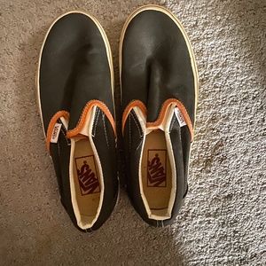 Rare Dark Olive Green with Orange trim Slip On Vans